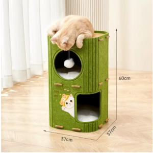Multi-layer Cat House for Indoor Cats Pet Climbing Frame Integrated Cat Tree Double-layer Scratching Board Enclosed Cat