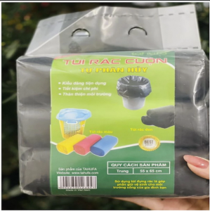 Set 3 cuộn Túi Rác Tự Phân Hủy - Bao Rác Đen Kích Thước Lớn 55*65 cm