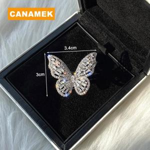 【CANAMEK】 Zircon Butterfly Ring Gem Stone Opening Exaggerated Big Knuckle Rings