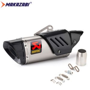 51MM Inlet Universal Motorcycle Exhaust Muffler Pipe Canister Pipe Tailpipe Akrapovic Tail Muffler Canister Pipe Stainless Steel For Xmax Aerox Nmax Ninja400 Z650 zx-6r mt-07 mt15 r15 v3 CBR500X CB150R etc
