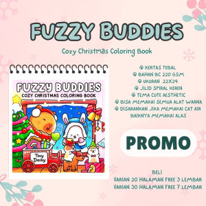 Fuzzy Buddies Cozy Christmas Coloring Book - Buku Mewarnai Tema Natal Untuk Anak Dan Dewasa Kertas Super Tebal