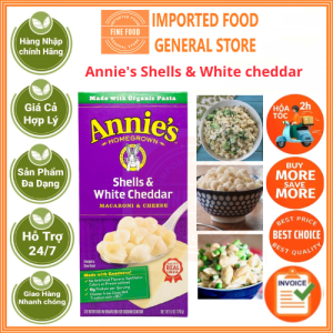 Mì macaroni & phô mai cheddar trắng hữu cơ Annie’s Homegrown Annies Shells & White cheddar 170