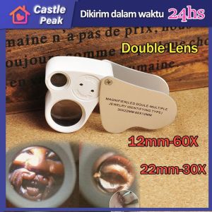 [Ready Stock!]30X / 60X Kaca Pembesar LED Untuk Cek Perhiasan 2 In 1 Loupe Mini Microscope Magnifying glass