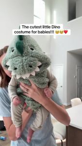Baby Boy/gril Dinosaur Costume Plush Sleeveless Hooded Romper for Winter Party Funny Clothes Halloween