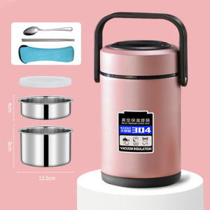 304 Stainless Steel Vacuum 24-Hour Insulated Lunch Box Portable Lunch Box Large Capacity Insulated Bucket Three-Layer Bento Box Vacuum Pot Thermos Food Soup Thermal Container 