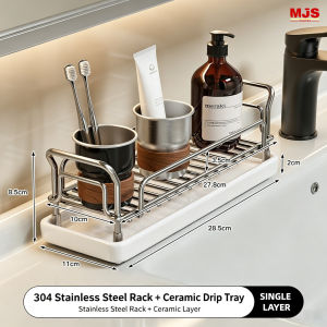 Counter‑Top Sink Storage Caddy Stainless Steel Drain‑Type Rack Sponge Soap Holder Removable Drip Tray for Kitchen Sink