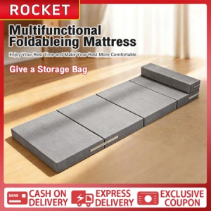 Foldable mattress Single and Queen Size/4-fold mattress/built-in headrest memory foam pad/yoga mat lazy persons mattre
