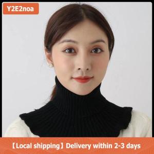 【Local shipping】 Giữ ấm và lạnh ngoài trời phụ nữ ấm áp dệt kim giả cổ áo dày cao cổ giả khăn quàng cổ có thể tháo rời cổ khăn