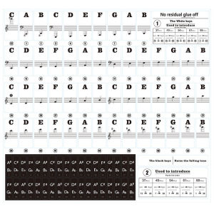 88/61/54/49-key Piano Keyboard Stickers Transparent Detachable Music Decal Notes Piano Keyboard Stickers Piano Keyboard Stickers 37key/49key/61 Keyor 88-key Electronic Piano Spectrum Sticker Symbol Transparent Detachable Music Decal Notes