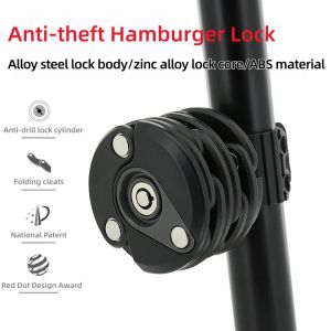 Portable Anti-theft Lock Folding Chain Lock Hamburger Design Alloy Steel Anti Shear With Lock Frame