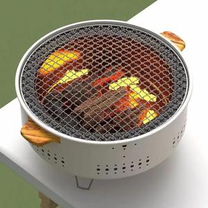 Portable Barbecue Grill Korean Charcoal Stove Stainless Steel Split BBQ Stove Round Non-stick Barbecue Rack For Outdoor Camping2026