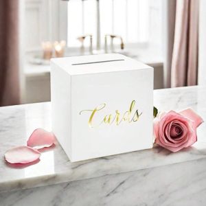 TSEVD White Black Wedding Card Box Cardboard Blessing Gift Card Box Creative DIY Crafts Receiving Box Party Wedding Decorations