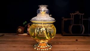 Lampu Minyak Oil Lamp Burner 供佛液体酥油灯座供佛灯底座家用长明灯供奉防风玻璃供佛莲花油灯