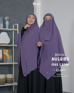 Hijab Hayuri Bergo Nusaiba + Cadar Tali - Jilbab Instan Tali Syari Jumbo Non Pad - Bahan Cey Airflow Import