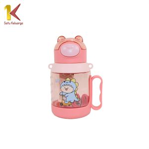 Satu Keluarga Botol Minum Anak Karakter Buaya 525ML Bebas BPA C1144 Tempat Minum Tutup Flip