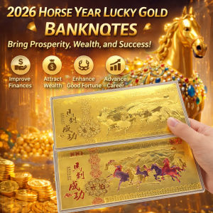 Lucky Charms Instant Success Gold Note 2026 Horse Year Lucky Gold Foil Banknotes New Year Gift Decoration