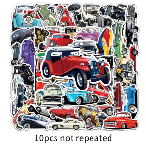 51PCS Retro Classic Car Cartoon Car Graffiti Waterproof Decorative Sticker