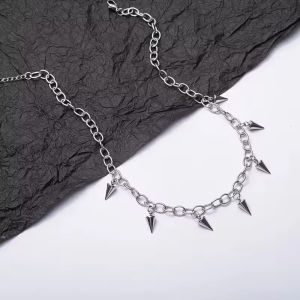 LONGB dây chuyền hình nón Vòng cổ đinh tán Thép titan Dây chuyền áo len Dây chuyền phong cách punk Hip Hop Punk Dây chuyền Hip Hop Dành cho nam và nữ.