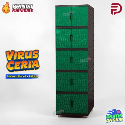 Lemari Baju Kingdom Virus Zebra Cermin Lemari Pakaian Minimalis Plastik Serbaguna Kaca