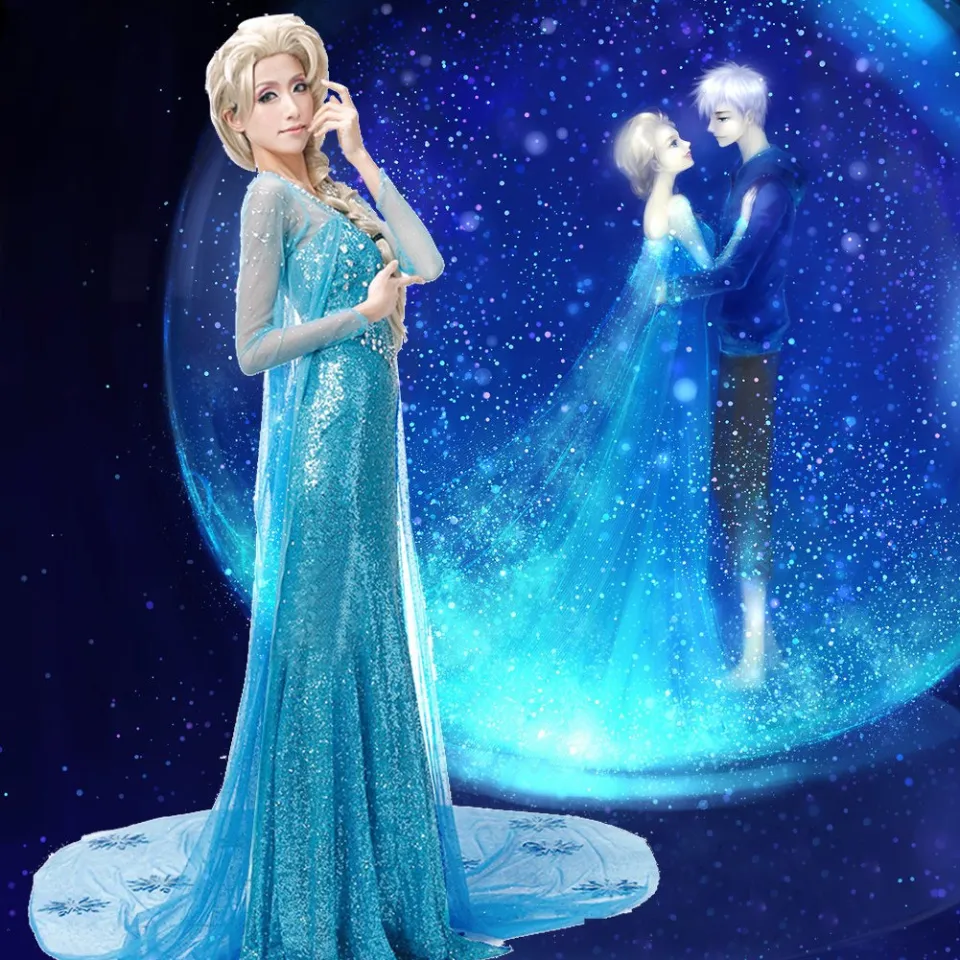 Anna cos clothing adult women's Frozen Disney princess dress queen  coronation Christmas Eve idle