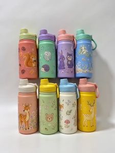 16oz Wish You Kids Tumbler Insulated Stainless Steel Thermo Leak‑Proof Bottle Cute w/Handle Cartoon