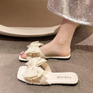 [Free Shipping] Delicate and stylish beach slippers new summer outdoor wear bowknot non-slip versatile flat beach sandals