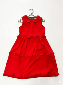 [Preloved Like New] AD Kids Red Tiered Ruffle Dress with Peter Pan Collar