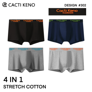4IN1 Cacti Keno Cotton Boxer for Men Classic Mens Underwear Elastic Breathable Underwear Boxer Plus Size 3XL 4XL 5XL