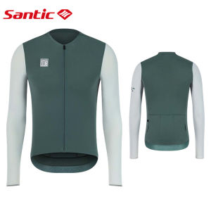 Santic Cycling Jersey for Men Road Bike Jersey Powerband Breathable Long Sleeves Reflective Pockets WM24C01173