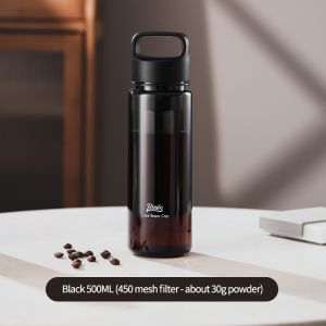 BINCOO Cold Brew Coffee Cup with Filter Portable Tritan Water Bottle with Strainer Large Capacity 500ML