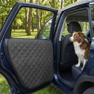 TEWUB 2PCS Black Dog Car Door Protector Dust-proof Oxford Cloth Vehicle Door Covers Guard Universal Anti-Scratch Car Door Pet Barrier for Car Doors