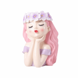 BLACKON Resin Girl Shape Planter Decoration  Storage Flower Container Funny Pen Holder Fairy Flowerpot Indoor