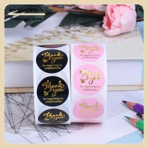 [COD] 500pcs Thank you sticker wedding decor seal hot stamping pink black round label