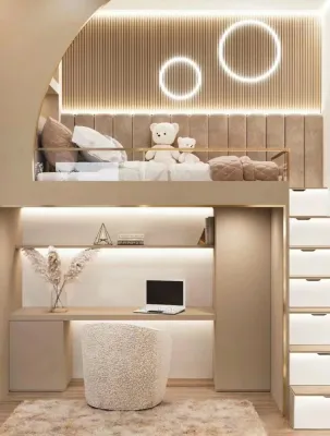 【SG Local Contractor】【Custom Furniture】Customized Loft Bed with Storage Staircase &Study table & Wardrobe(DZ025)