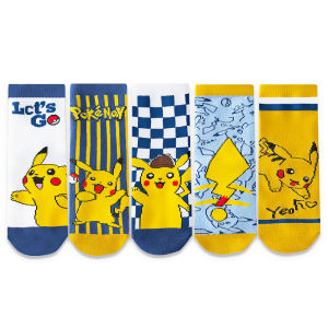 Kids High Quality 5 Pairs Cotton Pikachu Cartoon Baby Socks Design for Kids Boys and Girls 1-12 Years Old