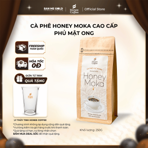 [TẶNG PHIN] Cà Phê Hạt Rang Honey Moka Nguyên Chất - 250g - Cafe Moka Phủ Mật Ong Chính Hãng Ban Me Gold - Honee Coffee