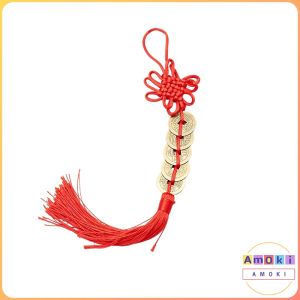 Chinese Knot Door Hanging Ornament Chinese Style Hanging Pendant with Metal Coins for Home Door Car