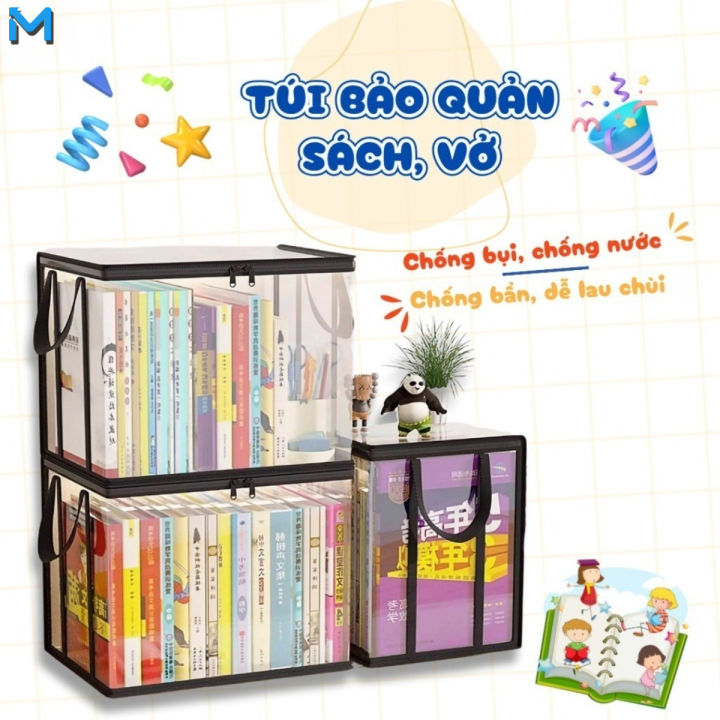 Hộp đựng sách để bàn có sức chứa lớn, chất liệu PVC trong suốt, có khóa ...
