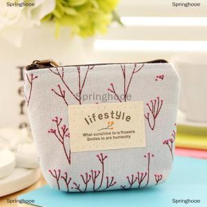 [COD] Springhooe กระเป๋าใส่เหรียญแฟชั่นลายดอกไม้ขนาดเล็กกระเป๋าใส่เหรียญผ้าใบสดสำหรับผู้หญิงหูฟังสำหรับผู้หญิงกระเป๋าเก็บกุญแจกระเป๋ามีซิป