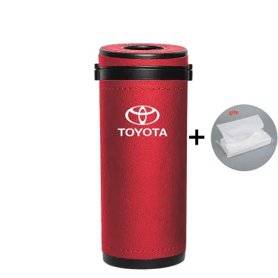 Toyota Car Cylinder Tissue Box Portable Holder Cup Leather Tissue Storage Box Tube Auto Interior Accessories for Toyota Agya Raize Calya Avanza Veloz Rush Kijang Innova Yaris Corol