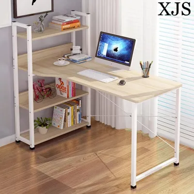 XJSShop Heavy Loading Computer Desk Study Table Steel+Density Plate Laptop Table with 4 Layers Storage Rack Office Furniture