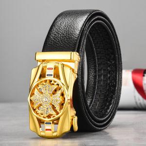 Sabuk Pria Kulit Asli Premium Quality Original Belt Gesper Diamond Berputar Stainless Steel Anti Karat Kasual Import Fashion New Model Terbaru Aksesoris Belt Men Bergaya Keren Kekinian - A16