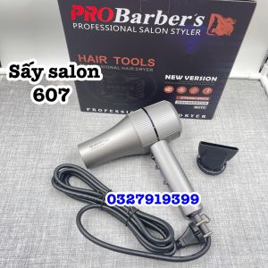 PRO Barber 607 - Máy sấy tóc cao cấp 2 chiều nóng lạnh công suất 2100W dây điện 2m85 điều tiết ion thiết kế hiện đại màu xám ghi bảo hành 06 tháng