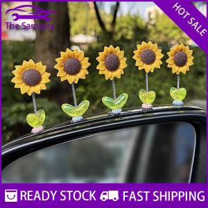Samurry ✨Hot Sale✨ 5PCS Bag Cute Shaking Head Sunflower Car Ornament Bicycle Decoration Flower Ornaments Automotive Interior Decoration Accessories