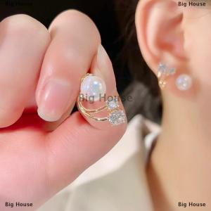 [COD] Big House ต่างหูมุกเพทายสำหรับผู้หญิงต่างหูคริสตัลแฟชั่นกระดุมเครื่องประดับงานเลี้ยงงานแต่งงานของขวัญเครื่องประดับ