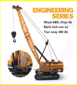 Đồ chơi mô hình xe cần cẩu nâng hàng bằng nhựa ABS chạy đà quán tính bánh xích cao su xoay 360 độ kích thước lớn