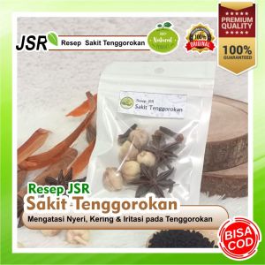 Resep JSR SAKIT TENGGOROKAN TEH HERBAL untuk MENGOBATI NYERI SAKIT KERING dan IRITASI pada TENGGOROKAN uk. SACHET 100% REMPAH ALAMI