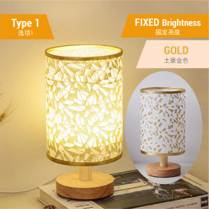 Solid Wood Cylinder LED Night Decoration Light Table Lamp Desk Bedside Lamp Lampu Bilik Tidur Lampu Katil