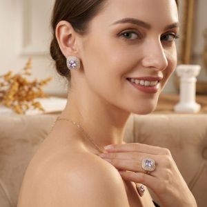 K0Y9VB4G Baroque Womens Rhinestone Jewelry Set Crystal Sparkling Bridal Jewelry Set Fashionable Lightweight Necklace and Earrings Set Wedding Occasion