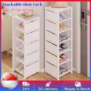 Multi-Layer Shoe Rack Household Plastic Adjustable Stackable Removable Shoe Rack With Partition For Rental House Entrance